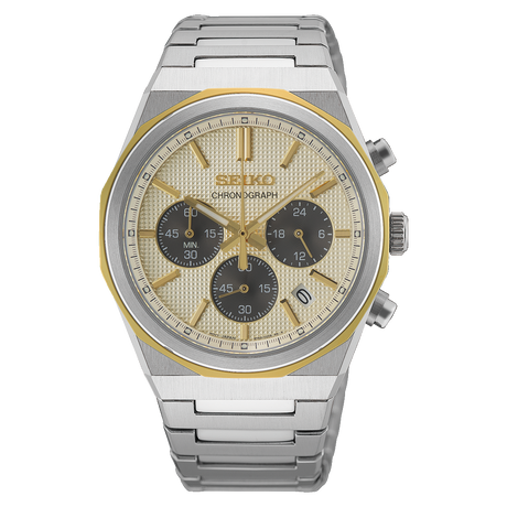 Seiko Chronograph with Textured Champagne Dial - HGK001P1