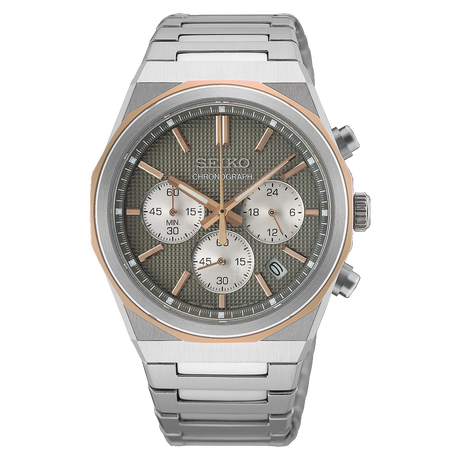 Seiko Chronograph with Textured Olive-Grey Dial - HGK002P1
