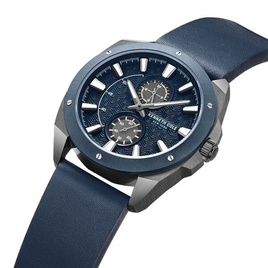 Kenneth Cole Quartz Multifunction Blue Dial Leather Strap Watch for Men