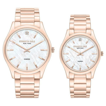 Kenneth Cole Quartz Analog Mother Of Pearl Dial Stainless Steel Strap Watch For Couple