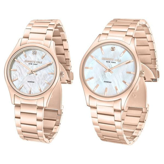 Kenneth Cole Quartz Analog Mother Of Pearl Dial Stainless Steel Strap Watch For Couple