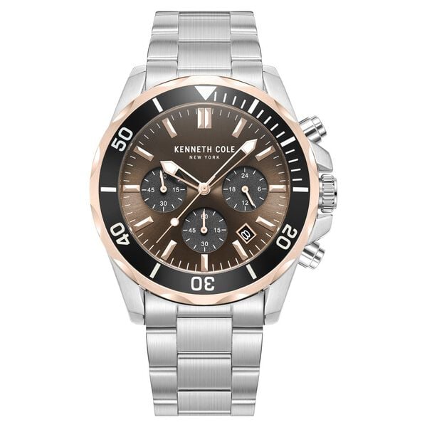 Kenneth Cole Quartz Chronograph Brown dial Metal Strap Watch for Men