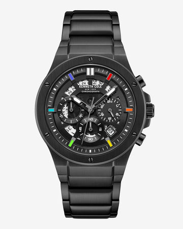 Classic Bracelet Watch With Chronograph In Black Dail