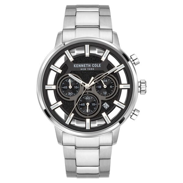Kenneth Cole Quartz Chronograph Black Dial Stainless Steel Strap Watch for Men