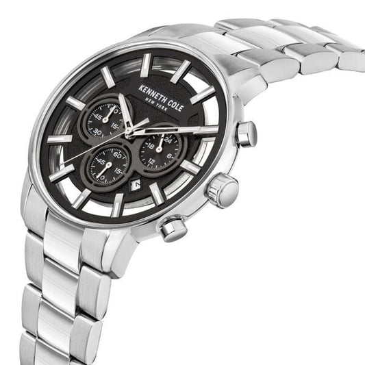 Kenneth Cole Quartz Chronograph Black Dial Stainless Steel Strap Watch for Men