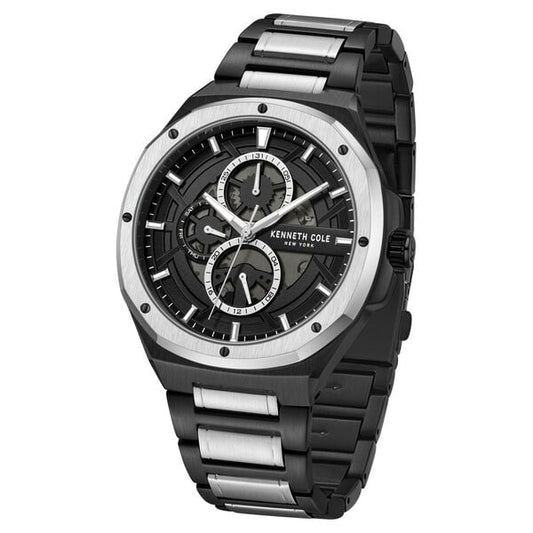 Kenneth Cole Multifunction Black Dial Stainless Steel Strap Watch For Men