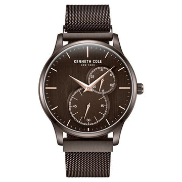 Kenneth Cole Multifunction Brown Dial Stainless Steel Strap Watch For Men