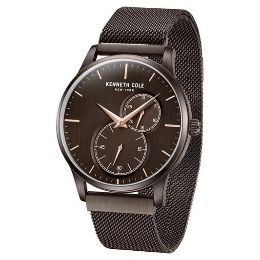 Kenneth Cole Multifunction Brown Dial Stainless Steel Strap Watch For Men