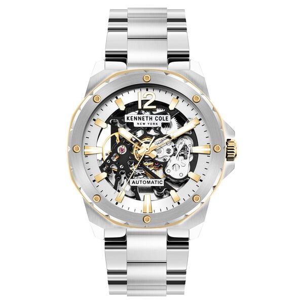 Kenneth Cole Automatic White Dial Stainless Steel Strap Watch for Men