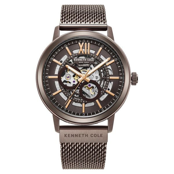Kenneth Cole Automatic Brown Dial Brown Stainless Steel Strap Watch For Men