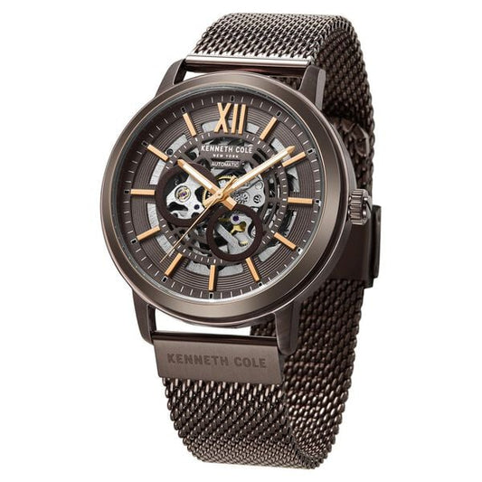 Kenneth Cole Automatic Brown Dial Brown Stainless Steel Strap Watch For Men