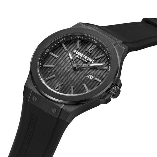 Kenneth Cole Quartz Analog with Date Black Dial Silicone Strap Watch for Men