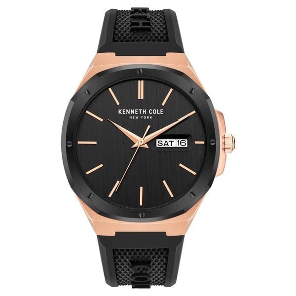 Kenneth Cole Quartz Analog Black Dial Black Silicone Strap Watch For Men