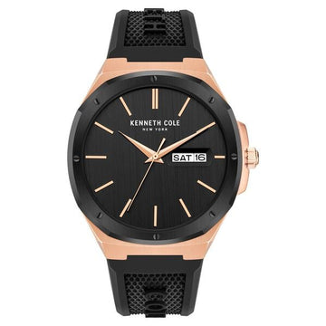 Kenneth Cole Quartz Analog Black Dial Black Silicone Strap Watch For Men