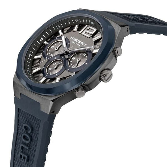 Kenneth Cole Quartz Chronograph Grey Dial Silicone Strap Watch for Men