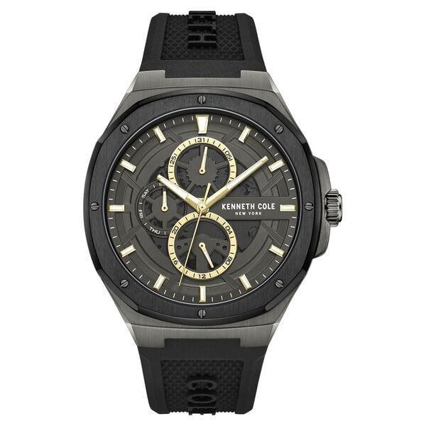 Kenneth Cole Multifunction Grey Dial Silicone Strap Watch For Men