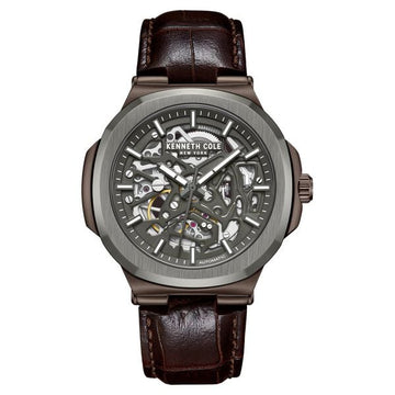 Kenneth Cole Automatic Grey Dial With Brown Leather Strap Watch For Men