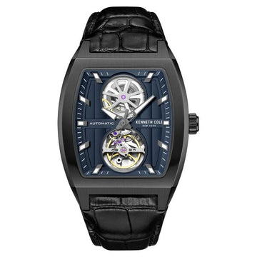 Kenneth Cole Automatic Black Leather Strap Watch For Men