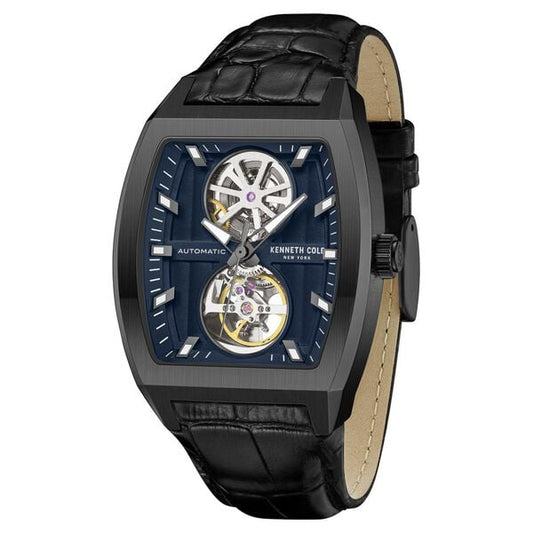 Kenneth Cole Automatic Black Leather Strap Watch For Men