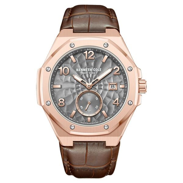 Kenneth Cole Automatic Brown Leather Strap Watch For Men