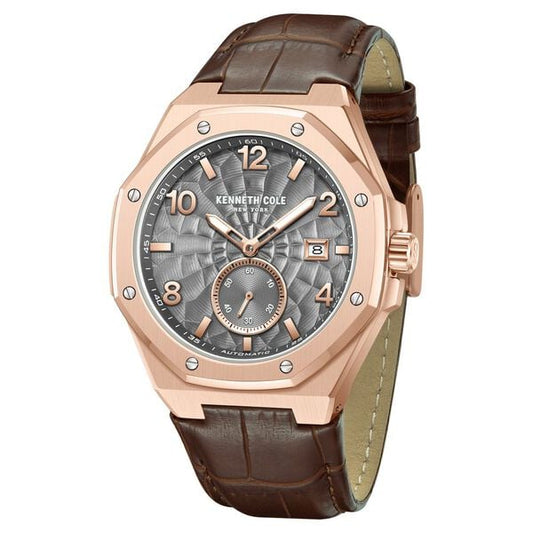 Kenneth Cole Automatic Brown Leather Strap Watch For Men