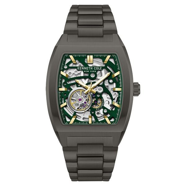 Kenneth Cole Gun Metal Automatic Stainless Steel Bracelet Watch For Men