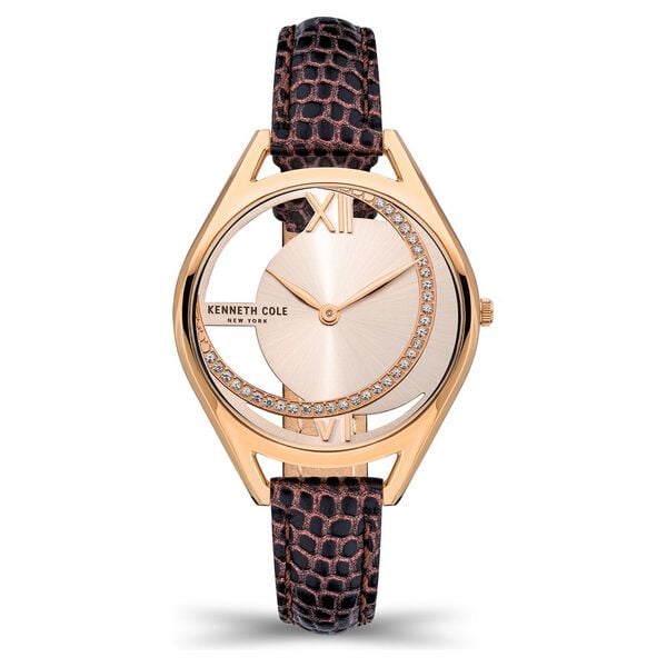 Kenneth Cole Quartz Analog Rose Gold Dial Leather Strap Watch for Women