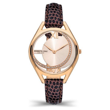 Kenneth Cole Quartz Analog Rose Gold Dial Leather Strap Watch for Women