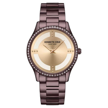 Kenneth Cole Quartz Analog Silver Dial Brown Stainless Steel Strap Watch For Women