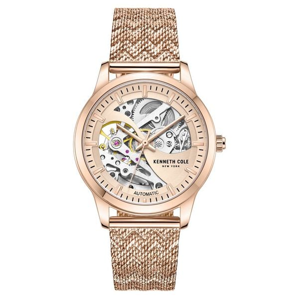 Kenneth Cole Automatic Rose Gold Round Dial Rose Gold Stainless Steel Strap Watch For Women