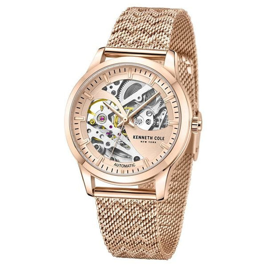 Kenneth Cole Automatic Rose Gold Round Dial Rose Gold Stainless Steel Strap Watch For Women