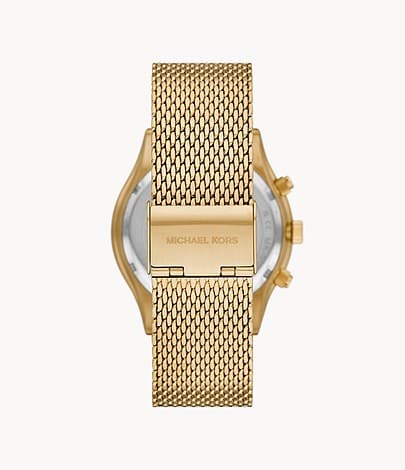 Michael Kors Slim Runway Chronograph Gold-Tone Stainless Steel Mesh Watch MK9057I - Kamal Watch Company