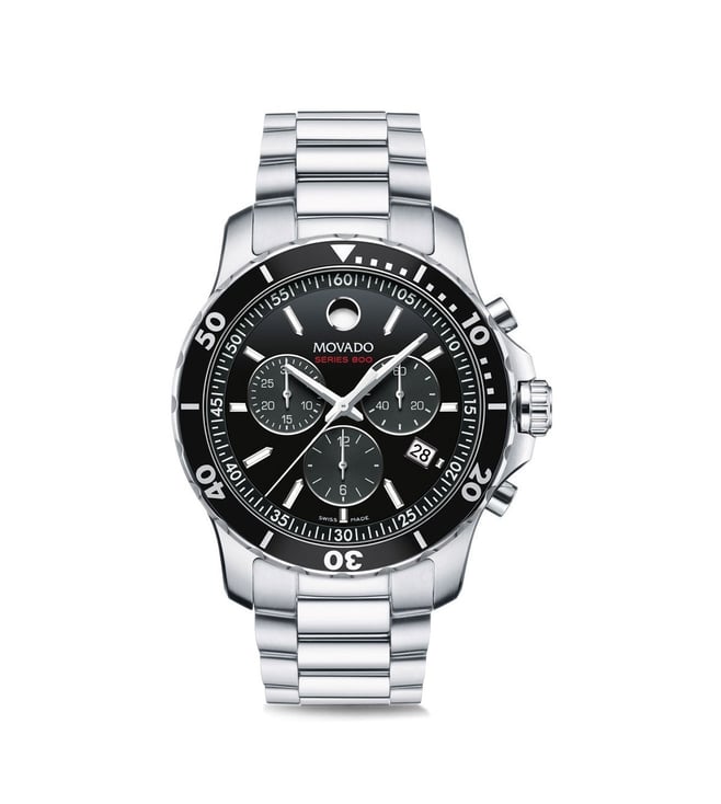 Movado Series 800 Swiss Qtz Chrono Black Round Dial Men's Watch - 2600142