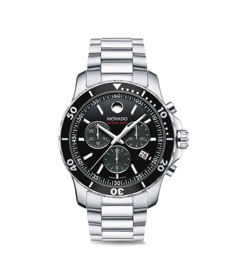 Movado Series 800 Swiss Qtz Chrono Black Round Dial Men's Watch - 2600142