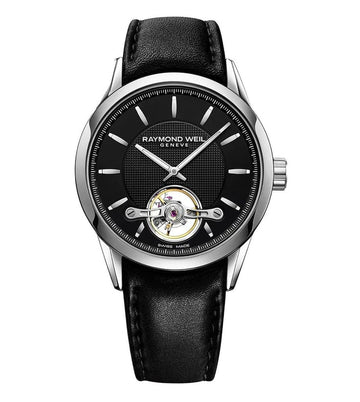 Raymond Weil Freelancer Men'S Automatic Steel On Leather Strap Black Dial 42Mm Watch