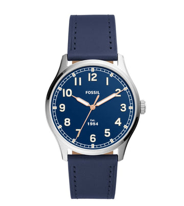 Fossil Dayliner Three-Hand Navy Leather Watch Fs5924I