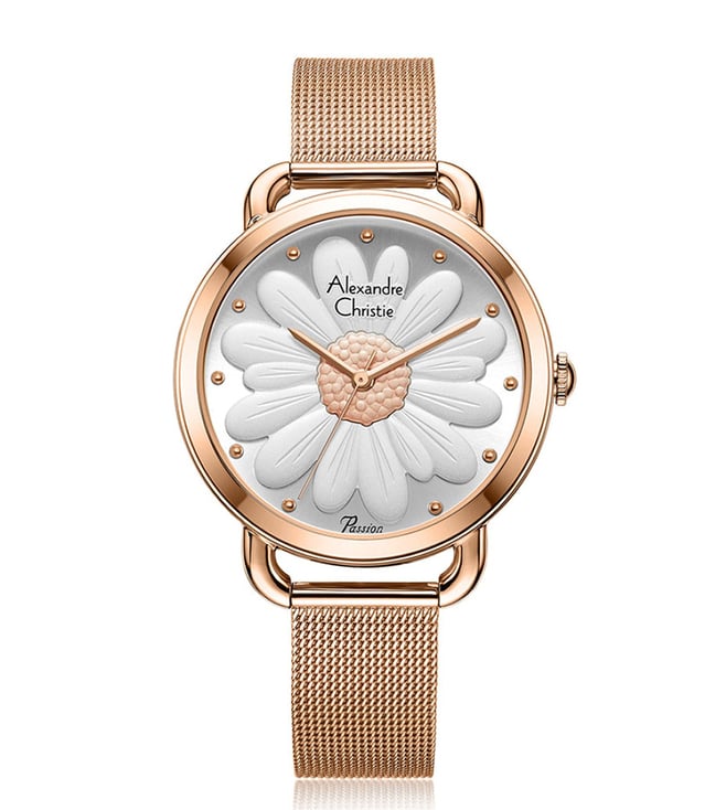 ALEXANDRE CHRISTIE 2852LHBRGSL Passion Classic 3D Flower Effect Watch for Women