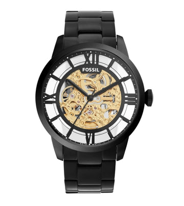 Fossil 44Mm Townsman Automatic Black Stainless Steel Watch Me3197I