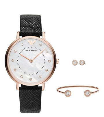 Emporio Armani AR80011 Kappa Analog Watch for Women With Bracelet and Earrings
