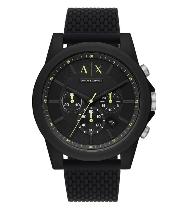 Armani Exchange Chronograph Black Silicone Watch