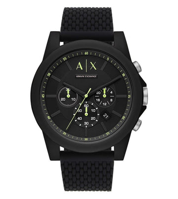 Armani Exchange Chronograph Black Silicone Watch