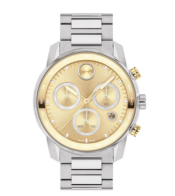 Movado Bold Verso Swiss Qtz Chrono Gold Round Dial Men's Watch - 3600907