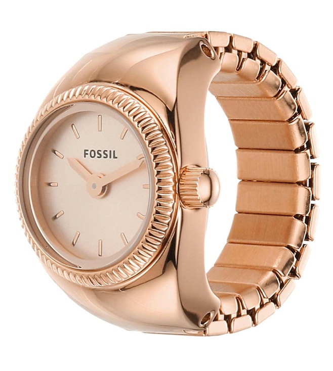 Watch Ring Two-Hand Rose Gold-Tone Stainless Steel-ES5247