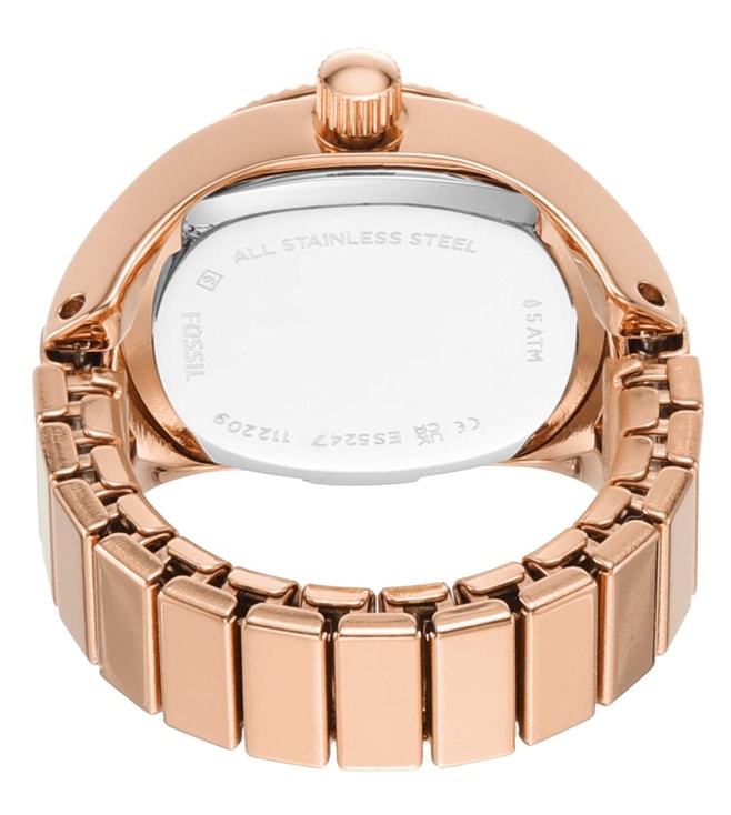 Watch Ring Two-Hand Rose Gold-Tone Stainless Steel-ES5247