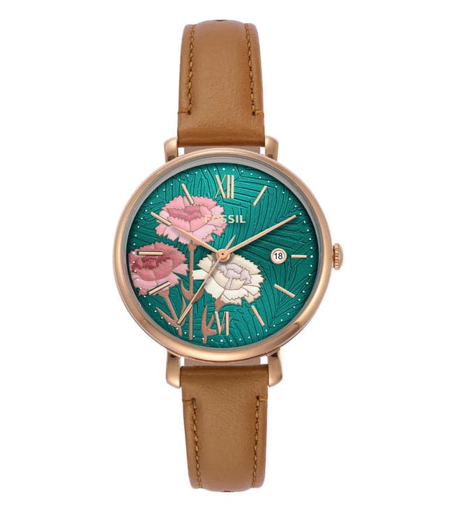 Jacqueline Three-Hand Date Medium Brown LiteHide™ Leather Watch - Kamal Watch Company