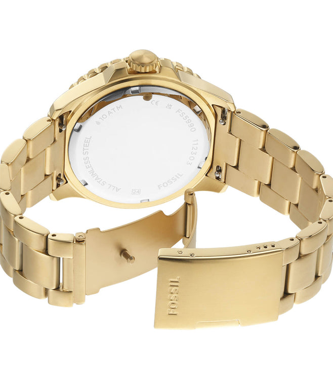 Fossil Blue GMT Gold-Tone Stainless Steel Watch