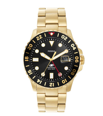 Fossil Blue GMT Gold-Tone Stainless Steel Watch