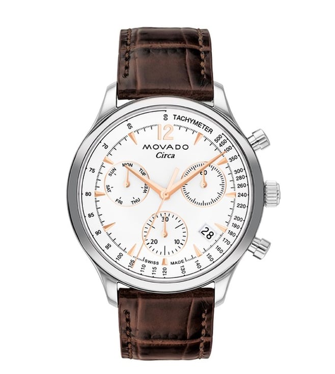 Movado Circa Swiss Qtz Chrono White Round Dial Men's Watch - 3650132