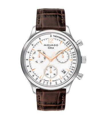 Movado Circa Swiss Qtz Chrono White Round Dial Men's Watch - 3650132