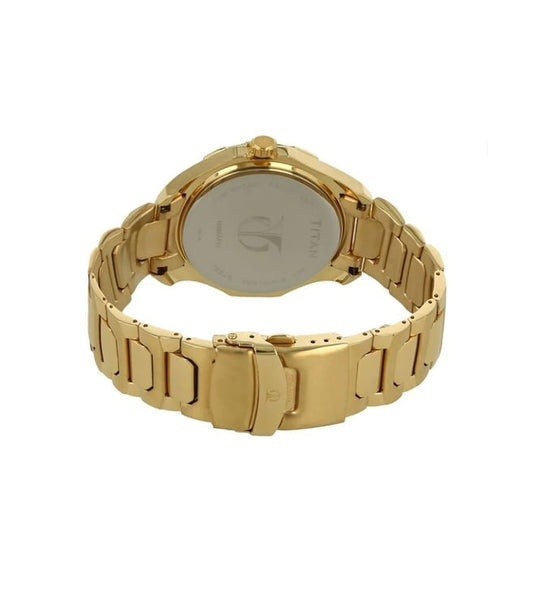 Titan Quartz Multifunction Champagne Dial Stainless Steel Strap watch for Men